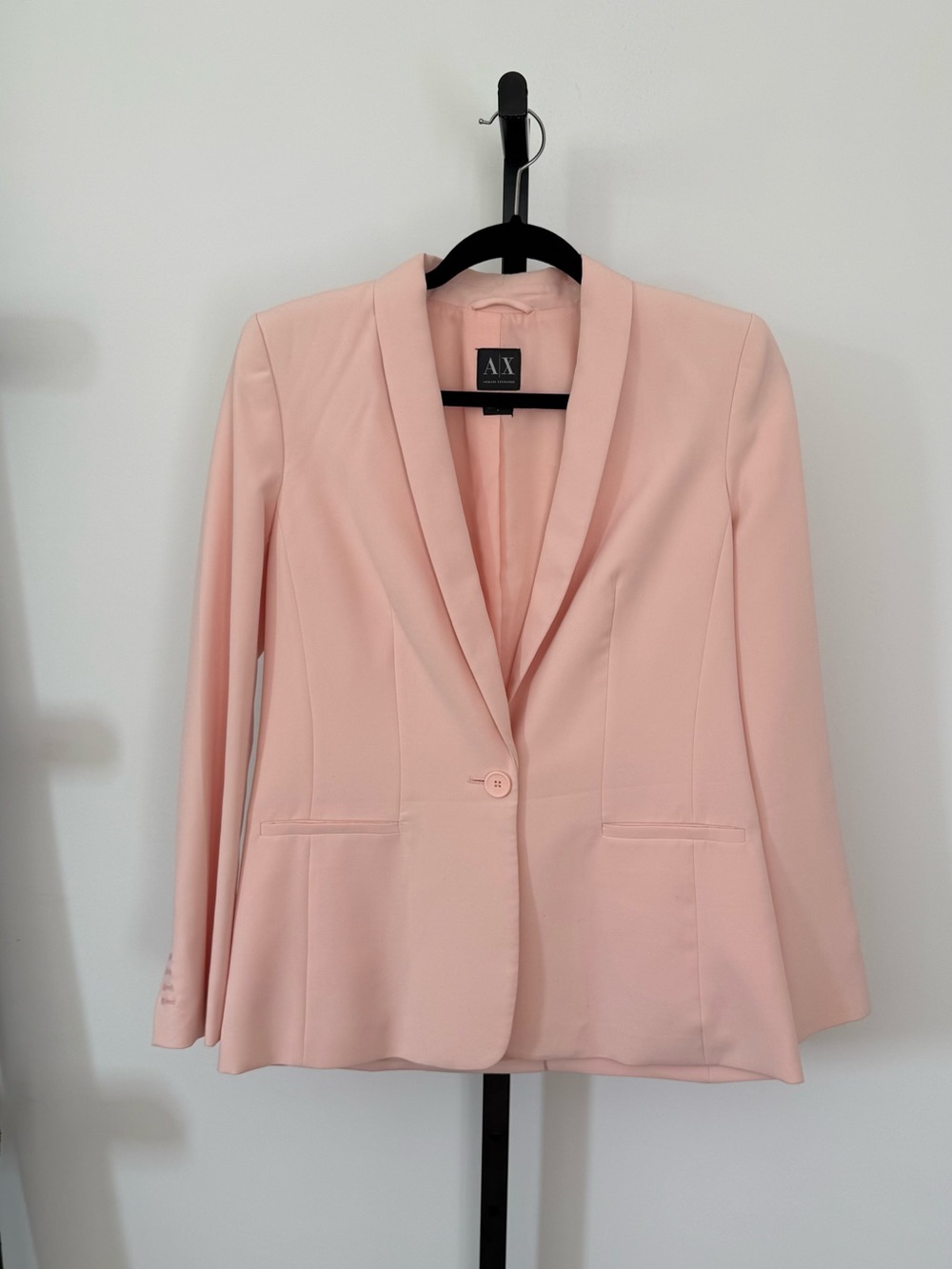 Armani Exchange Women's Light Pink Single-Button Blazer